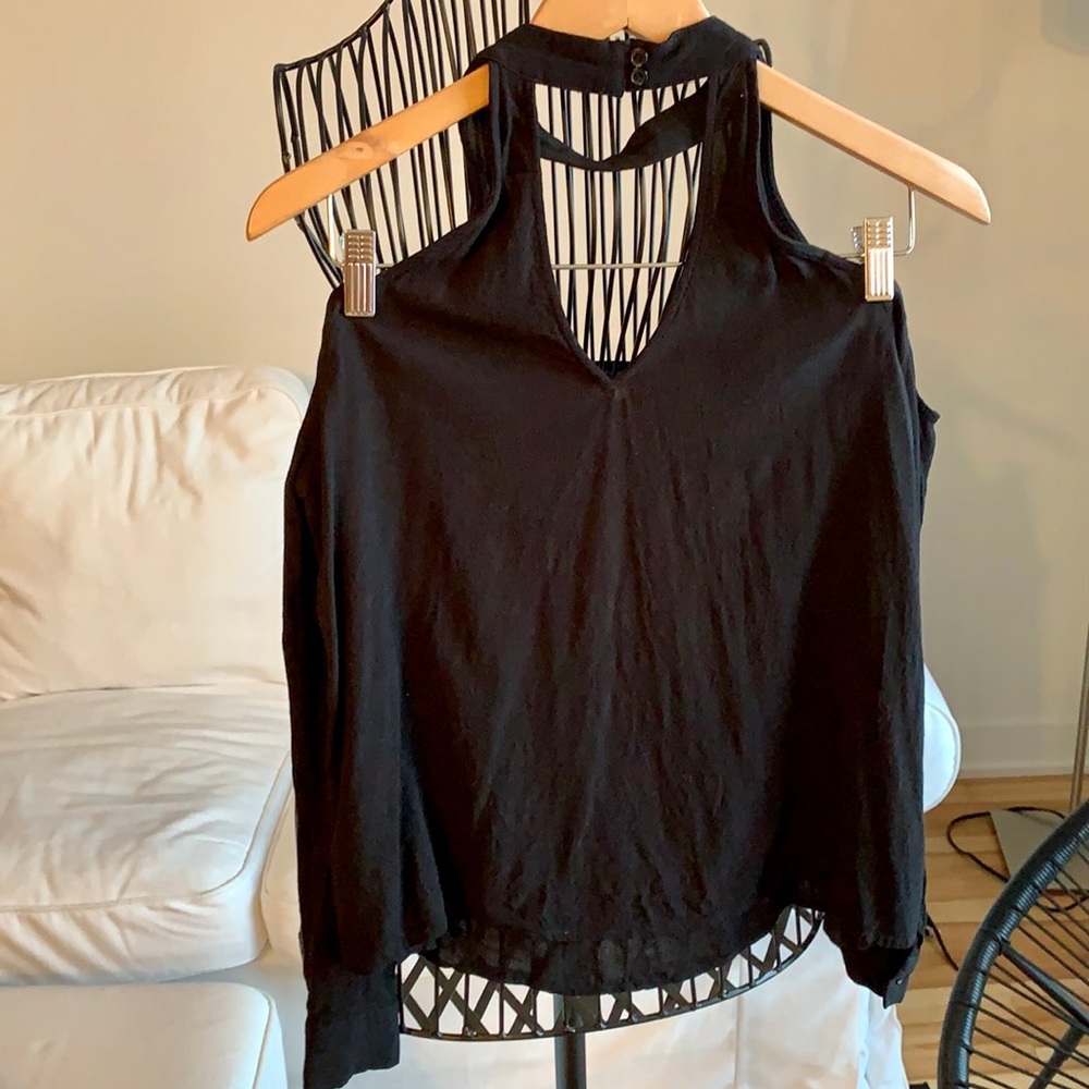 Black naked shoulders top